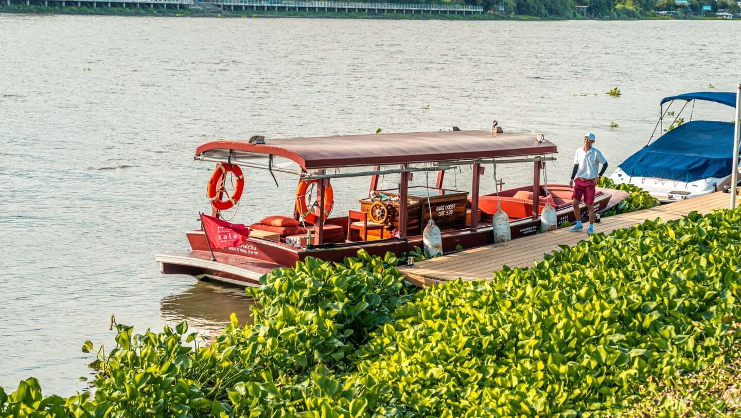 the river boat take a leisurely cruise down the Chao Phraya sala bang pa in